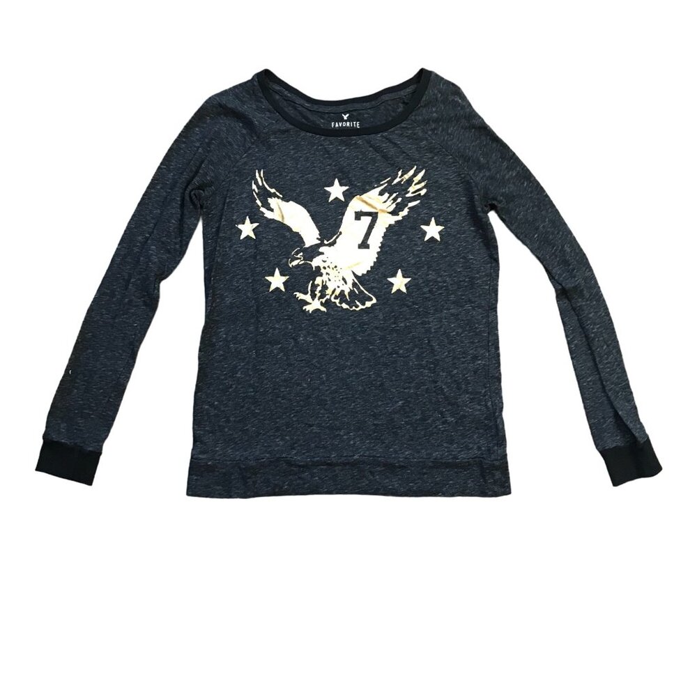 American Eagle Outfitters Favorite Tee Women's Small Long Sleeve Metallic‎ Gold